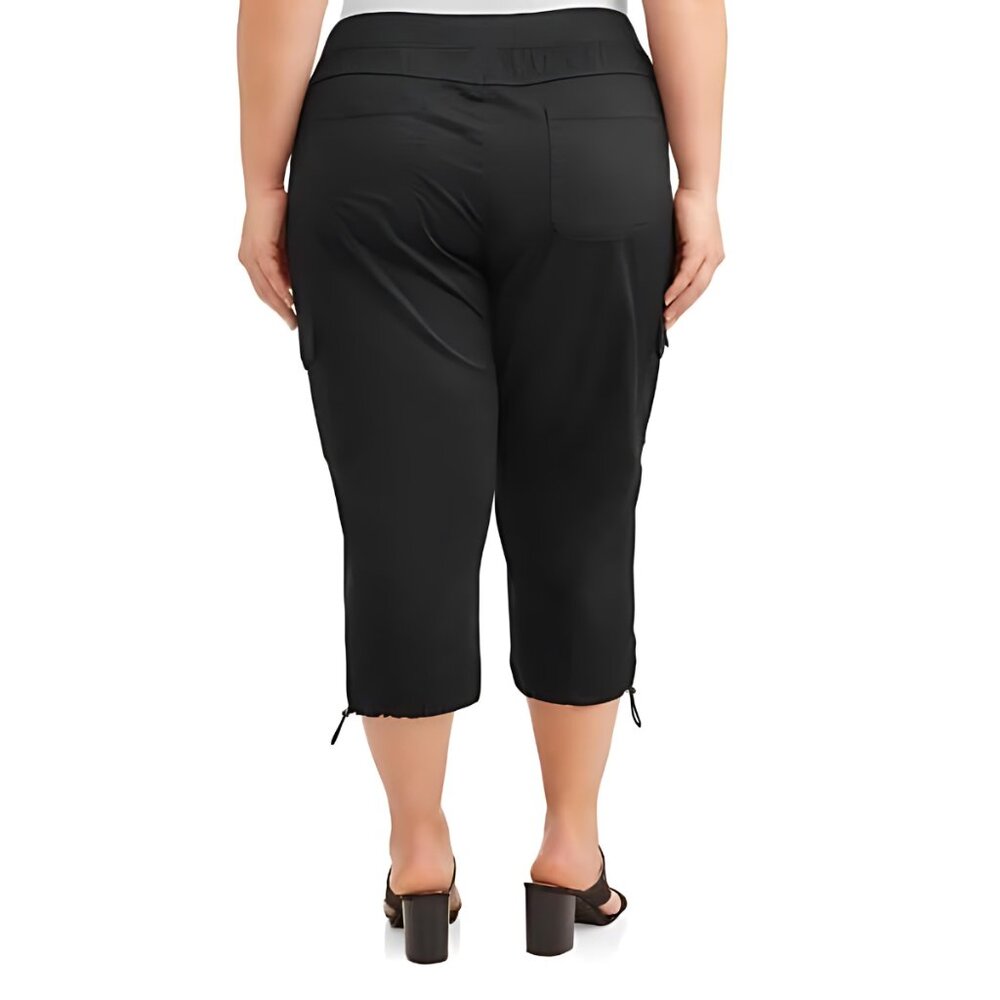 Embroidered Cargo Capris, Black - Picture 2 of 5